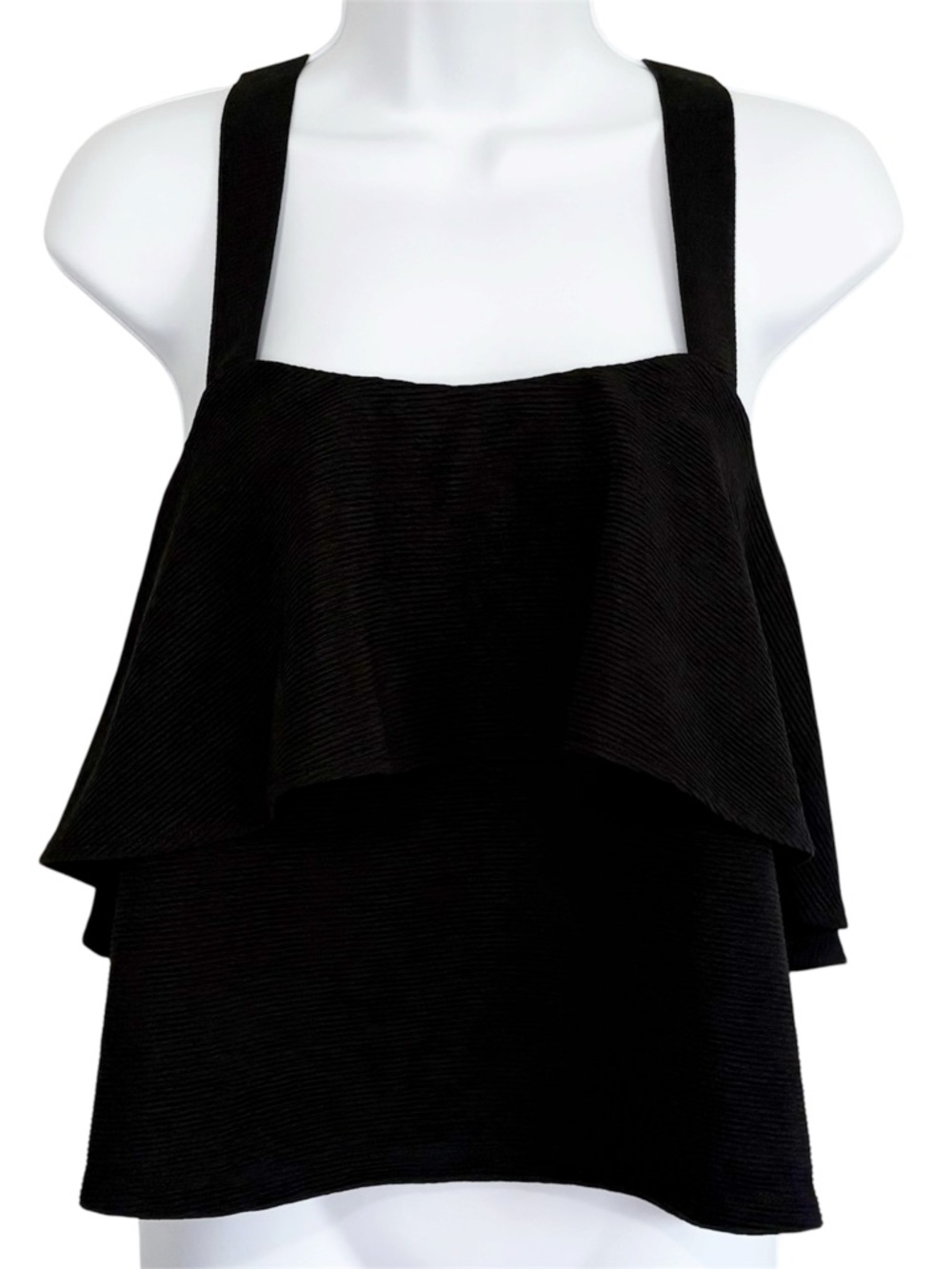 MADEWELL Black Textured Cross Back Layered Tank Top Sleeveless Medium